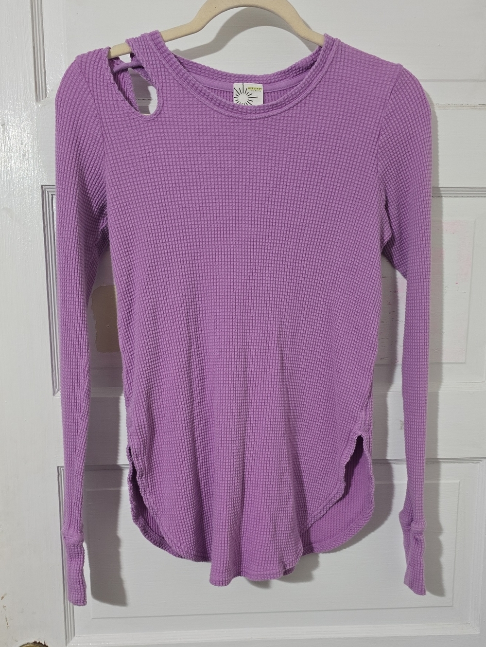 Aerie Offline Lilac Waffle-Knit Long Sleeve Top